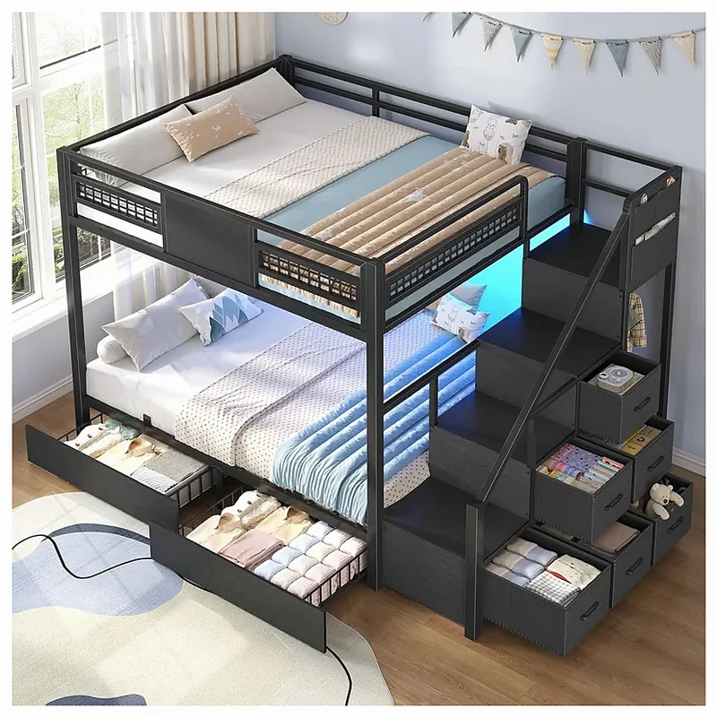 BTHFST Bunk Bed Full Over Full With Stairs