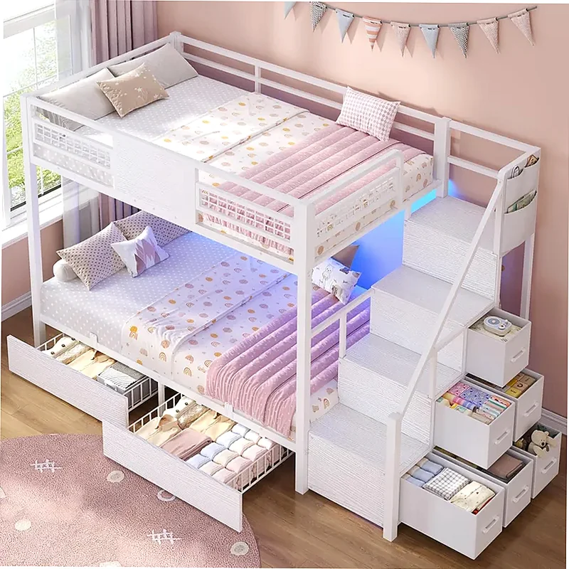 BTHFST Bunk Bed Twin Over Twin With Stairs