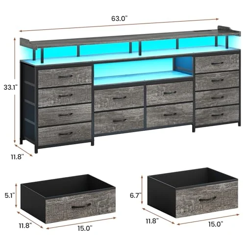 BTHFST 12 Drawers TV Stand Dresser for Bedroom for, photograph 6 of 7 published for this piece