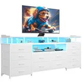 BTHFST 12 Drawers TV Stand Dresser for Bedroom for, white, product photo