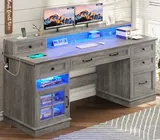 BTHFST 59.1″ Executive Desk with File Drawer, grey, product photo