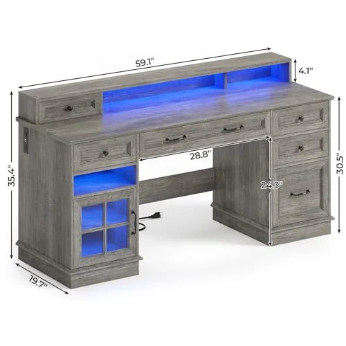 BTHFST 59.1″ Executive Desk with File Drawer, photograph 2 of 8 published for this piece