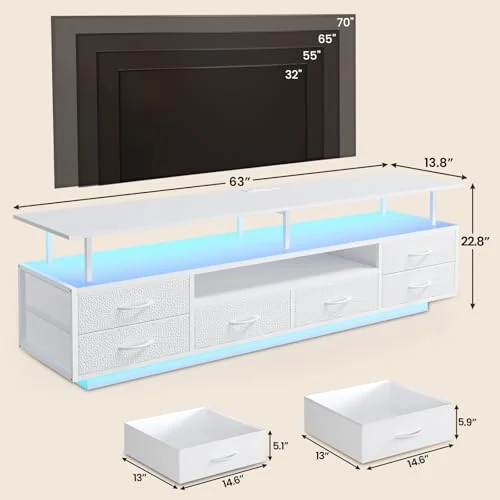 BTHFST 63″ LED Tv Stand for Living Room with, photograph 2 of 7 published for this piece