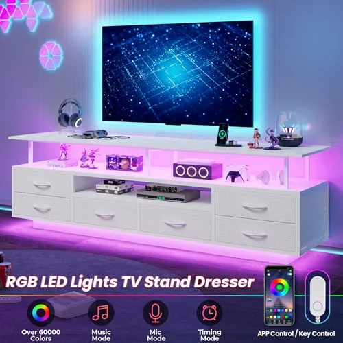 BTHFST 63″ LED Tv Stand for Living Room with, photograph 3 of 7 published for this piece