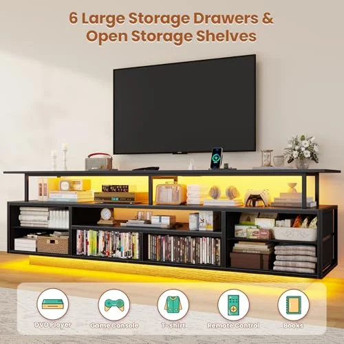 BTHFST 63″ LED Tv Stand for Living Room with, photograph 5 of 7 published for this piece