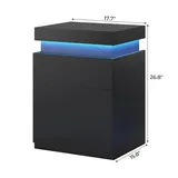 BTHFST Black Modern Nightstand with LED Lights, photograph 2 of 7 published for this piece