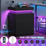 BTHFST Black Modern Nightstand with LED Lights, photograph 3 of 7 published for this piece