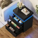 BTHFST Black Modern Nightstand with LED Lights, photograph 5 of 7 published for this piece