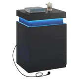 BTHFST Black Modern Nightstand with LED Lights, photograph 7 of 7 published for this piece
