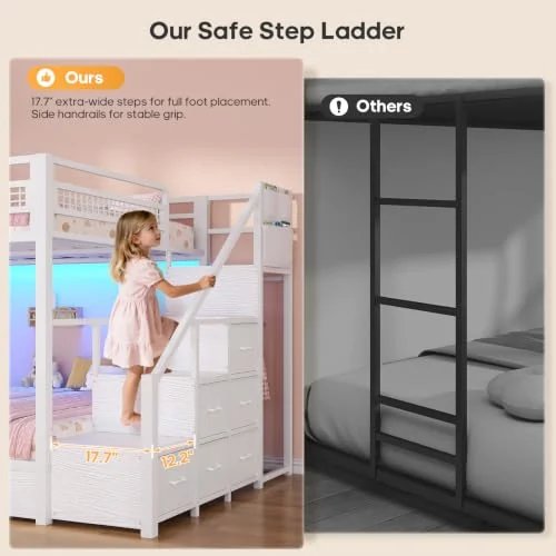 BTHFST Bunk Bed Full Over Full with Stairs, photograph 3 of 9 published for this piece