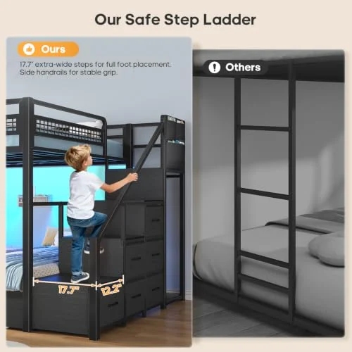 BTHFST Bunk Bed Full Over Full with Stairs, photograph 3 of 9 published for this piece