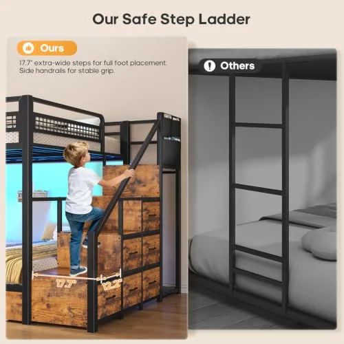 BTHFST Bunk Bed Full Over Full with Stairs, photograph 3 of 9 published for this piece