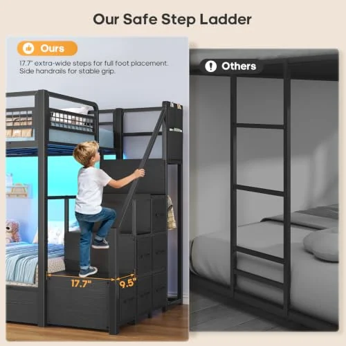 BTHFST Bunk Bed Twin Over Twin with Stairs, photograph 3 of 9 published for this piece