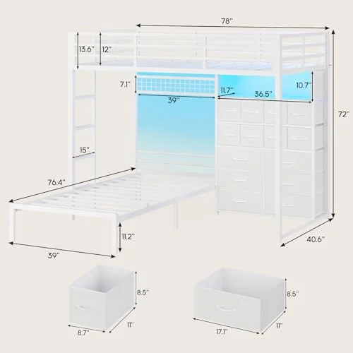 BTHFST Bunk Bed Twin Over Twin with 14 Storage, photograph 2 of 9 published for this piece