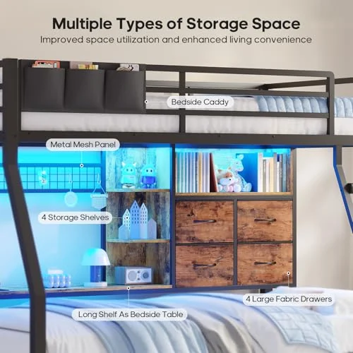 BTHFST Bunk Bed Twin Over Twin with Charging Station, photograph 3 of 9 published for this piece