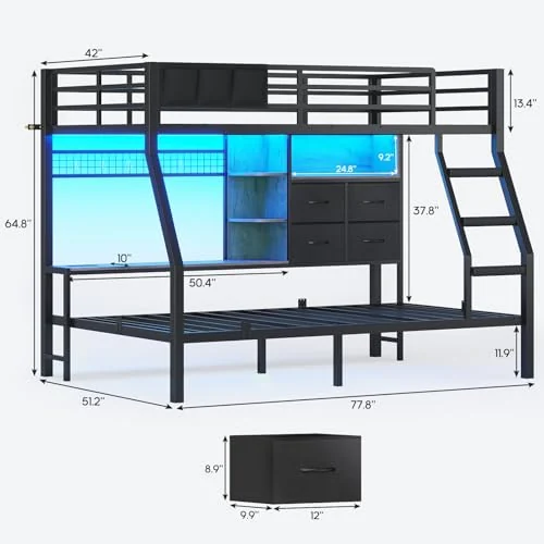 BTHFST Bunk Bed Twin Over Twin with Charging Station, photograph 2 of 9 published for this piece