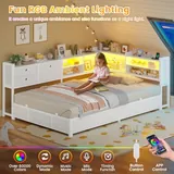 BTHFST Corner Bed Frame with Charging Station & Led, photograph 3 of 8 published for this piece