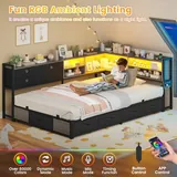 BTHFST Corner Bed Frame with Charging Station & Led, photograph 4 of 8 published for this piece