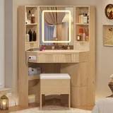 BTHFST Corner Vanity Desk with Lights and Charging Station, photograph 7 of 8 published for this piece