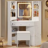 BTHFST Corner Vanity Desk with Lights and Charging Station, photograph 2 of 8 published for this piece