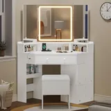 BTHFST Corner Vanity with Tri-Fold Mirror & Cushioned Storage, photograph 4 of 8 published for this piece