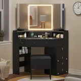 BTHFST Corner Vanity with Tri-Fold Mirror & Cushioned Storage, photograph 7 of 8 published for this piece