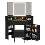 BTHFST Corner Vanity with Tri-Fold Mirror & Cushioned Storage, photograph 8 of 8 published for this piece