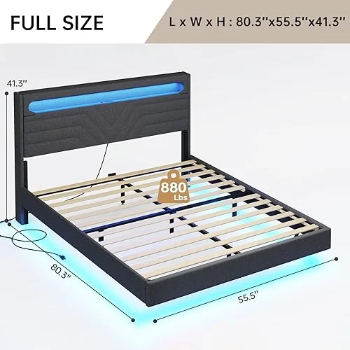 BTHFST Floating Bed Frame Full Size with RGB Lights, photograph 2 of 7 published for this piece