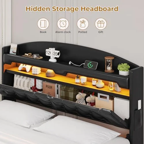 BTHFST Floating Bed Frame Queen Size with Storage Headboard, photograph 3 of 7 published for this piece