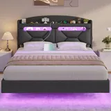BTHFST Floating Queen Bed Frame with Hidden Storage Headboard, photograph 3 of 9 published for this piece