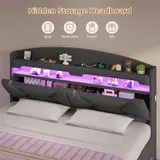 BTHFST Floating Queen Bed Frame with Hidden Storage Headboard, photograph 4 of 9 published for this piece