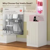 BTHFST Fluted Vanity Desk with Large 31.5″ Mirror and, photograph 5 of 9 published for this piece