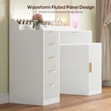 BTHFST Fluted Vanity Desk with Large 31.5″ Mirror and, photograph 8 of 9 published for this piece