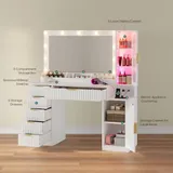 BTHFST Fluted Vanity Desk with Large 31.5″ Mirror and, photograph 9 of 9 published for this piece