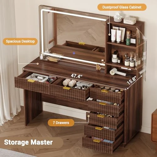 BTHFST Fluted Vanity Desk with Large Mirror, photograph 4 of 9 published for this piece