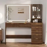 BTHFST Fluted Vanity Desk with Large Mirror, photograph 9 of 9 published for this piece