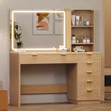 BTHFST Fluted Vanity Desk with Large Mirror, photograph 8 of 9 published for this piece