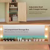 BTHFST Fluted Wood Vanity Desk with Large 31.5″ Mirror, photograph 7 of 9 published for this piece