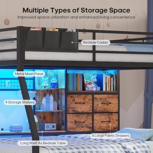 BTHFST Full Over Full Bunk Beds with Charging Station, photograph 3 of 9 published for this piece