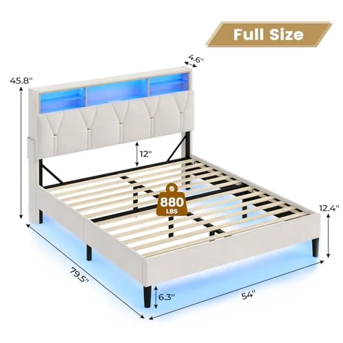 BTHFST Full Size Bed Frame with Headboard Storage &, photograph 2 of 7 published for this piece