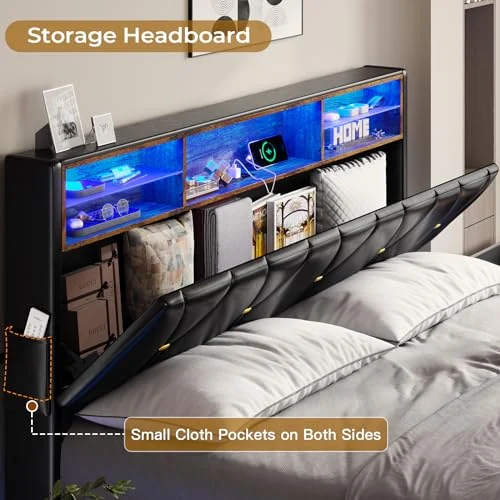 BTHFST Full Size Bed Frame with LED Lights &, photograph 5 of 7 published for this piece