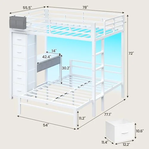 BTHFST Full Size Bunk Bed with Desk, photograph 2 of 9 published for this piece