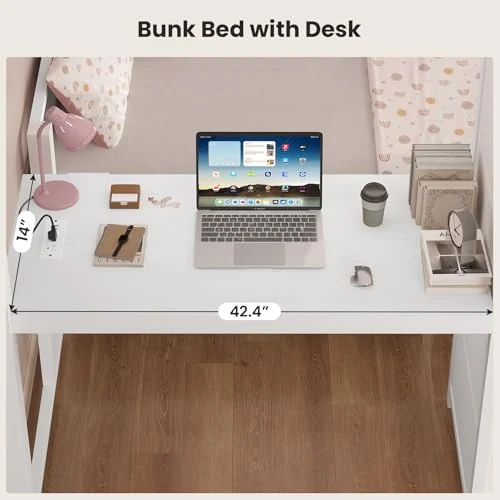 BTHFST Full Size Bunk Bed with Desk, photograph 3 of 9 published for this piece