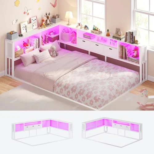 BTHFST Full Size Floor Bed, white, product photo