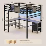 BTHFST Full Size Loft Bed with Desk and Storage, photograph 2 of 9 published for this piece