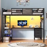 BTHFST Full Size Loft Bed with Desk and Storage, photograph 9 of 9 published for this piece