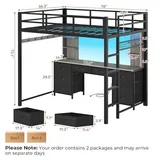 BTHFST Full Size Loft Bed with Desk and 8, photograph 2 of 7 published for this piece