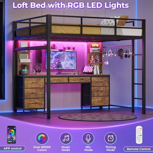 BTHFST Full Size Loft Bed with Desk and 8, photograph 4 of 7 published for this piece