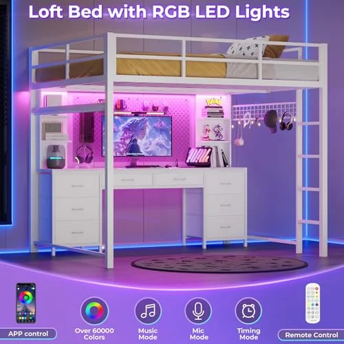 BTHFST Full Size Loft Bed with Desk and 8, photograph 4 of 7 published for this piece