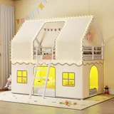 BTHFST Girls Bunk Bed Twin Over Twin, white, product photo